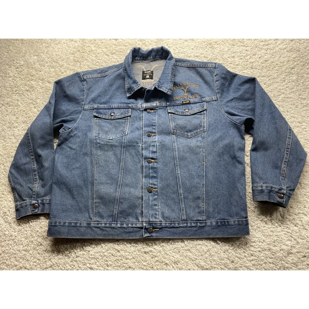 Wrangler Yellowstone Dutton Ranch Denim Trucker Jacket Mens XXL 2XL